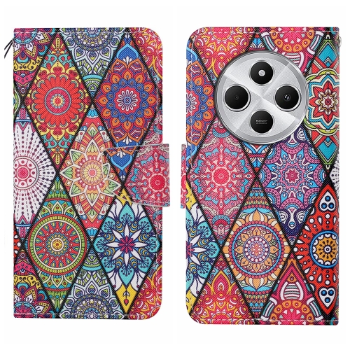 

For Redmi 14C 4G Colored Drawing Pattern Leather Phone Case(Diamond Totem)