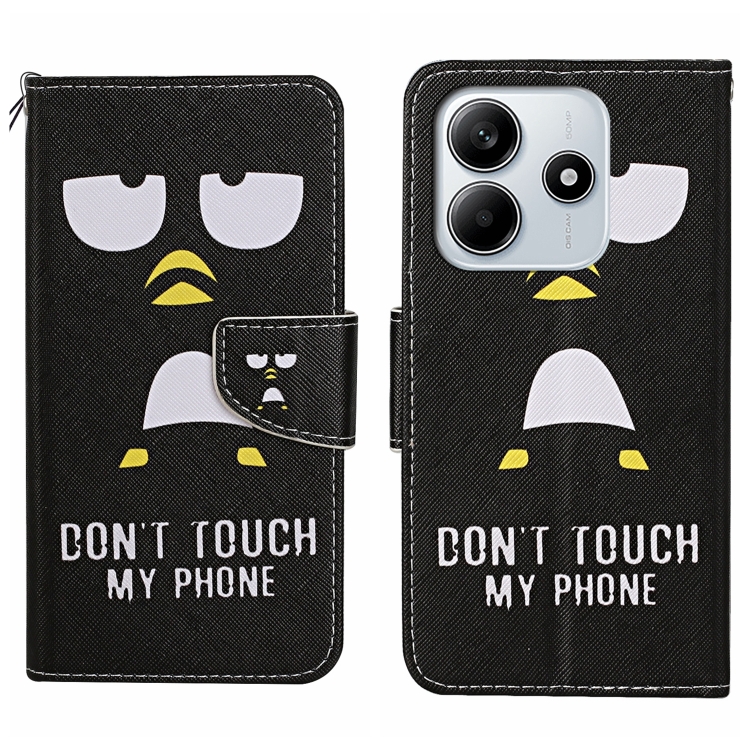 

For Redmi Note 14 5G Colored Drawing Pattern Leather Phone Case(Penguin)