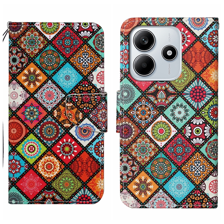 

For Redmi Note 14 5G Colored Drawing Pattern Leather Phone Case(Ethnic Style)