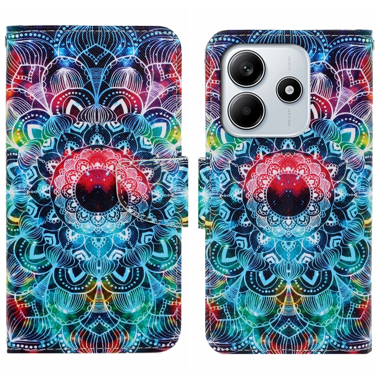 

For Redmi Note 14 5G Colored Drawing Pattern Leather Phone Case(Mandala)