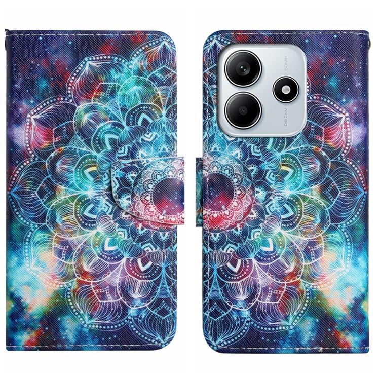 

For Redmi Note 14 5G Colored Drawing Pattern Leather Phone Case(Star Mandala)