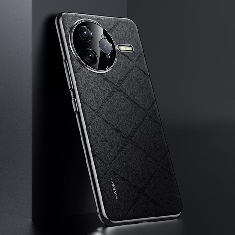 

For Redmi K80 Pro Plain Leather PC Phone Case(Black)
