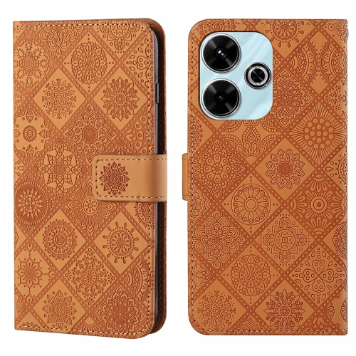 

For Redmi 13 4G Ethnic Style Embossed Pattern Leather Phone Case(Brown)