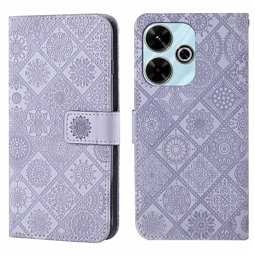 

For Redmi 13 4G Ethnic Style Embossed Pattern Leather Phone Case(Purple)