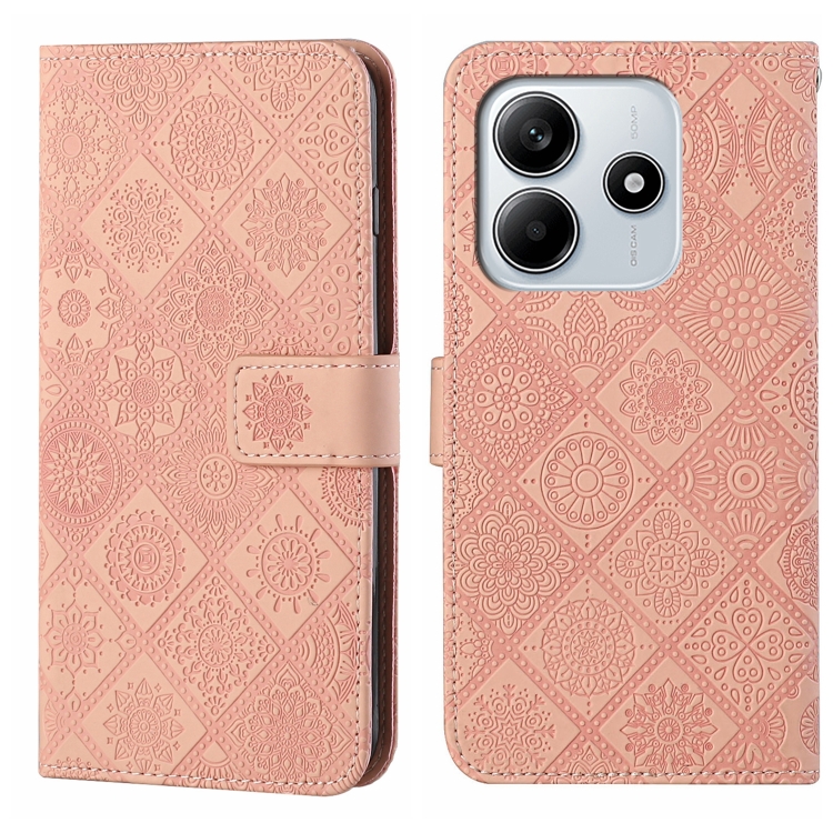 

For Redmi Note 14 5G Ethnic Style Embossed Pattern Leather Phone Case(Pink)