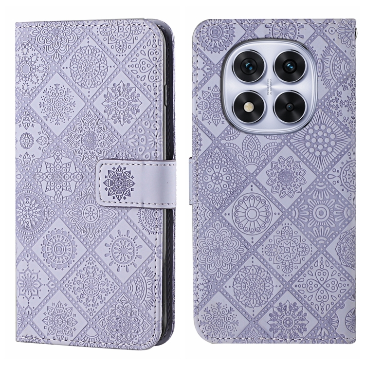 

For Redmi Note 14 Pro 5G Ethnic Style Embossed Pattern Leather Phone Case(Purple)
