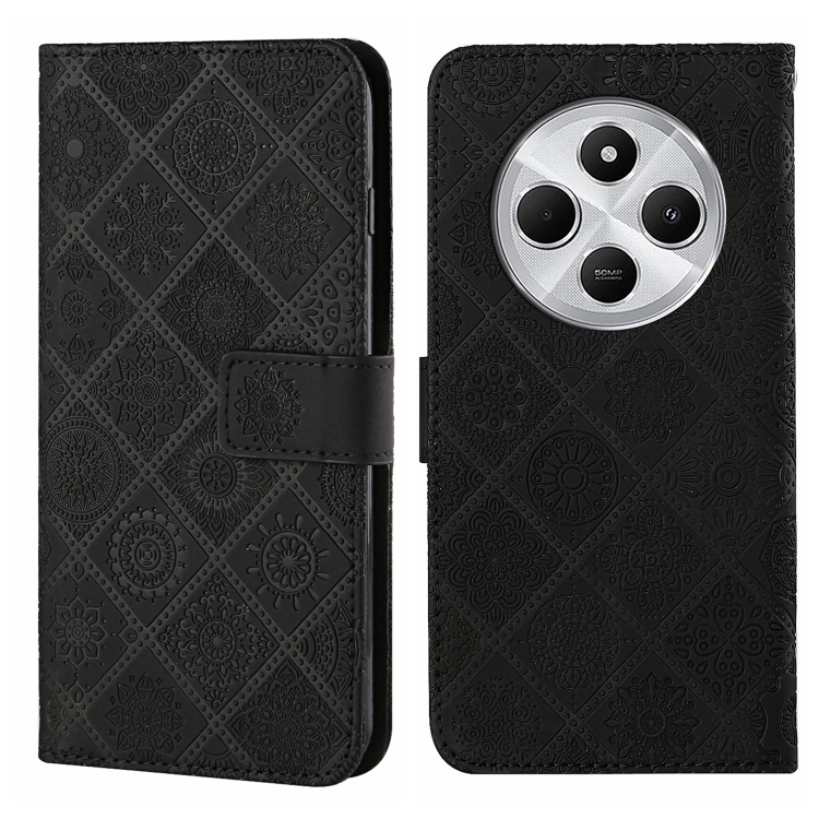 

For Redmi 14C 4G Ethnic Style Embossed Pattern Leather Phone Case(Black)