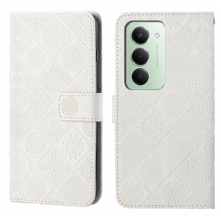 

For Redmi 15 5G / 4G EU 171mm Ethnic Style Embossed Pattern Leather Phone Case(White)