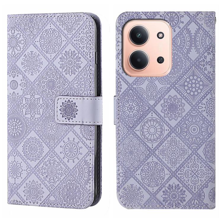 

For Redmi 15C 5G / 4G EU 173mm Ethnic Style Embossed Pattern Leather Phone Case(Purple)