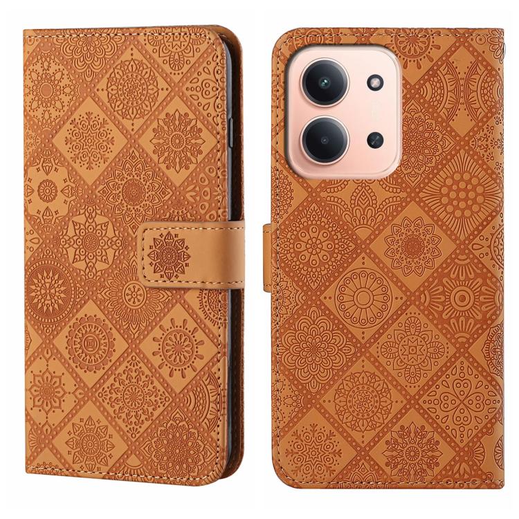 

For Redmi 15C 5G / 4G Global 171mm Ethnic Style Embossed Pattern Leather Phone Case(Brown)