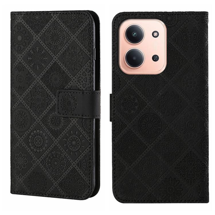 

For Redmi 15C 5G / 4G Global 171mm Ethnic Style Embossed Pattern Leather Phone Case(Black)
