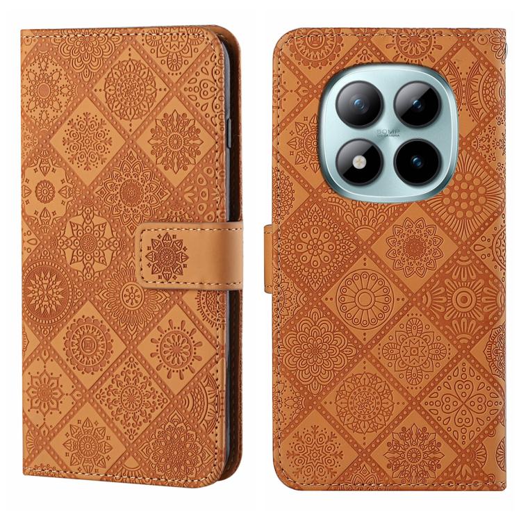 

For Redmi Note 15 Pro 5G Global 163.6mm Ethnic Style Embossed Pattern Leather Phone Case(Brown)