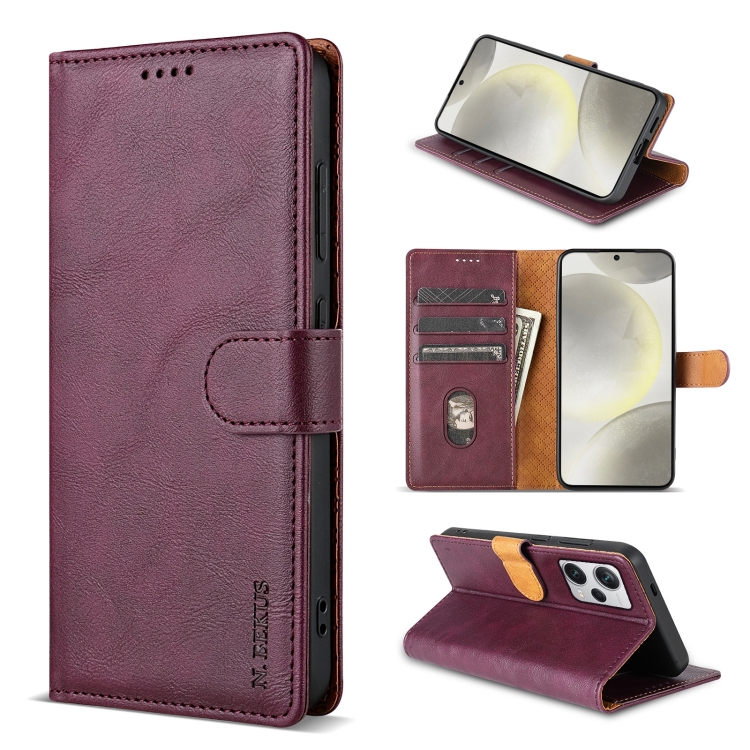 

For Redmi Note 12 Pro 5G Global N.BEKUS CSJ-P1 Solid Color Leather Phone Case(Wine Red)