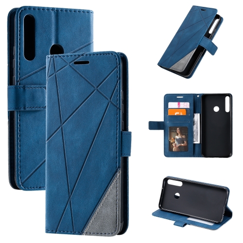 

For Huawei P40 Lite E / Y7p / Honor 9C Skin Feel Splicing Horizontal Flip Leather Case with Holder & Card Slots & Wallet & Photo Frame(Blue)