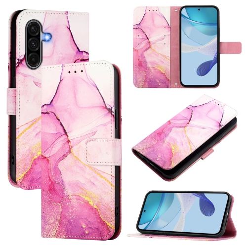 

For Samsung Galaxy A56 5G PT003 Marble Pattern Flip Leather Phone Case(Pink Purple Gold)