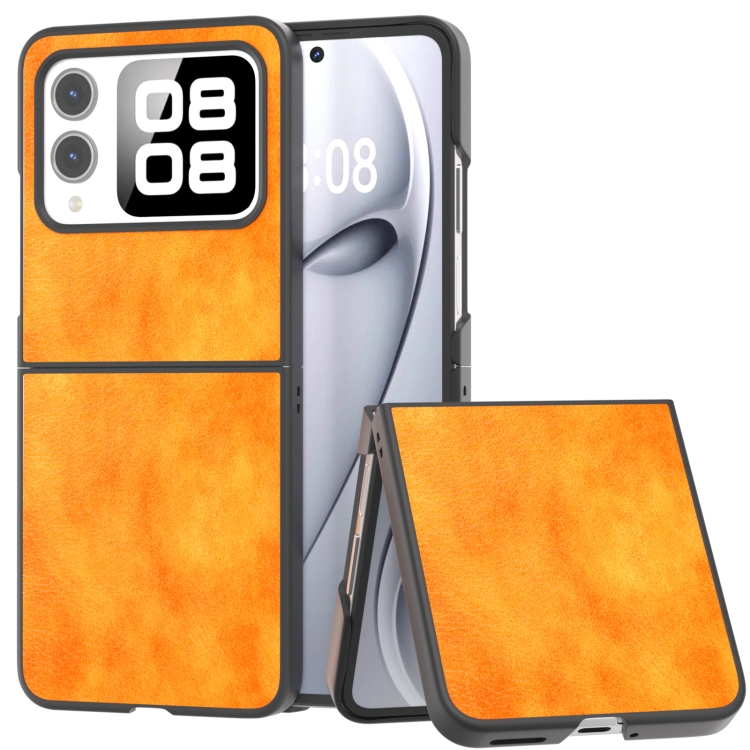 

For Huawei nova Flip Dual Color Lichi Texture PU Phone Case(Orange)