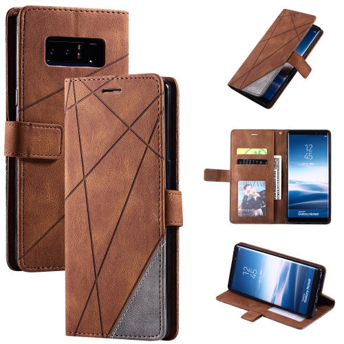 

For Samsung Galaxy Note 8 Skin Feel Splicing Horizontal Flip Leather Case with Holder & Card Slots & Wallet & Photo Frame(Brown)