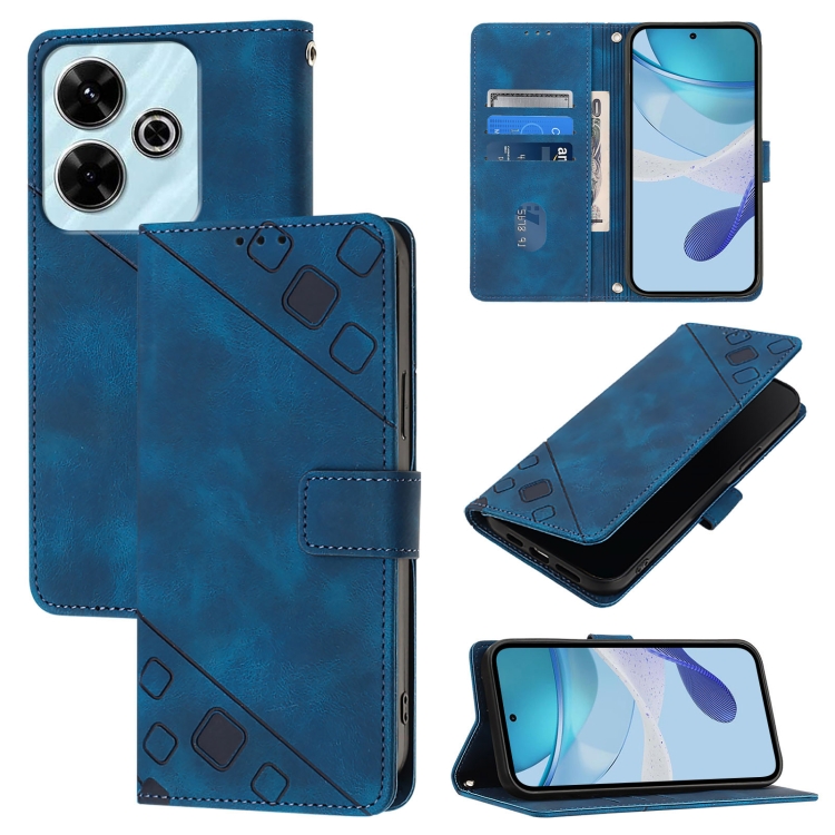 

For Redmi 13 4G Skin-feel Embossed Leather Phone Case(Blue)