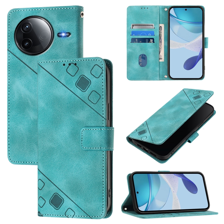 

For Redmi K80 5G / K80 Pro 5G Skin-feel Embossed Leather Phone Case(Green)