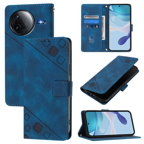 

For Redmi K80 5G / K80 Pro 5G Skin-feel Embossed Leather Phone Case(Blue)