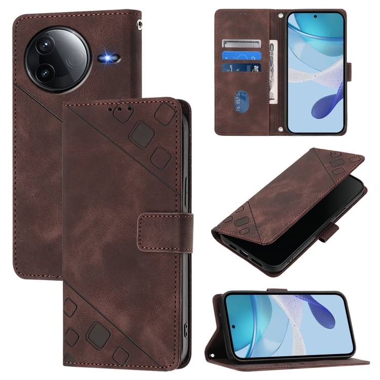 

For Redmi K80 5G / K80 Pro 5G Skin-feel Embossed Leather Phone Case(Brown)