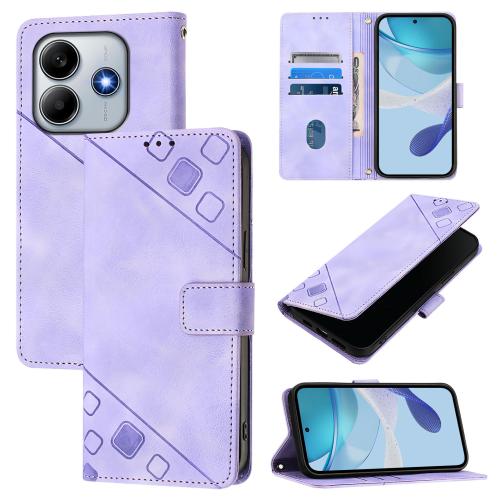 

For Redmi Note 14 4G 163.25mm Skin-feel Embossed Leather Phone Case(Light Purple)