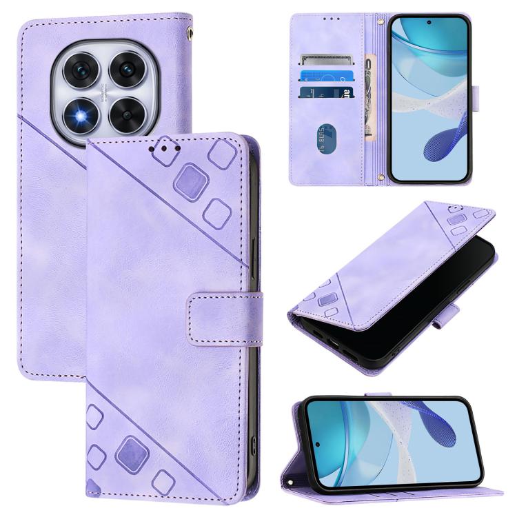 

For Redmi Note 14 Pro 4G Skin-feel Embossed Leather Phone Case(Light Purple)