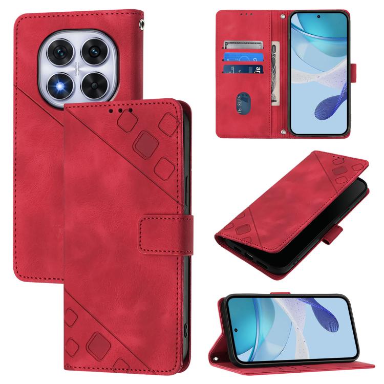 

For Redmi Note 14 Pro 4G Skin-feel Embossed Leather Phone Case(Red)