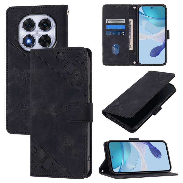 

For Redmi Note 14 Pro 4G Skin-feel Embossed Leather Phone Case(Black)