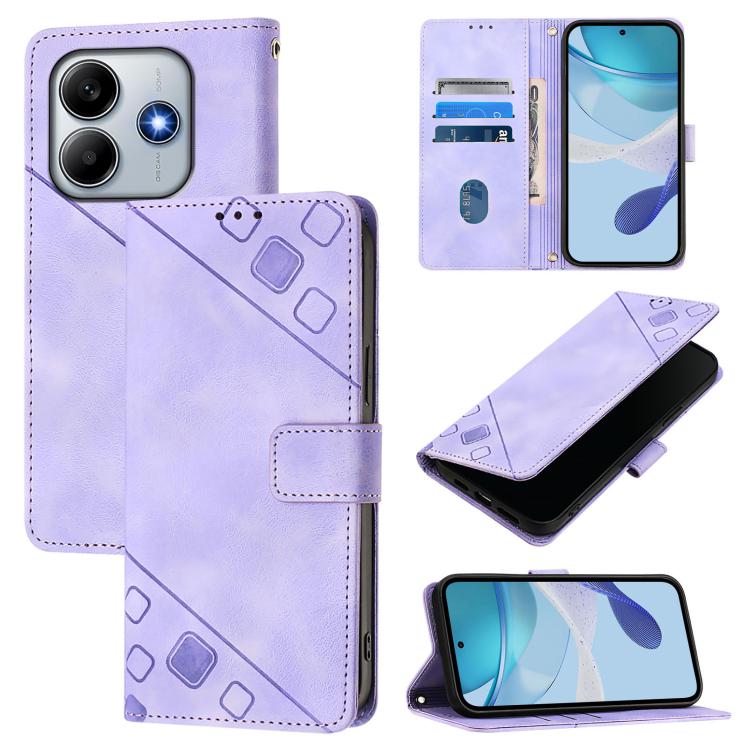

For Redmi Note 14 5G Global Skin-feel Embossed Leather Phone Case(Light Purple)