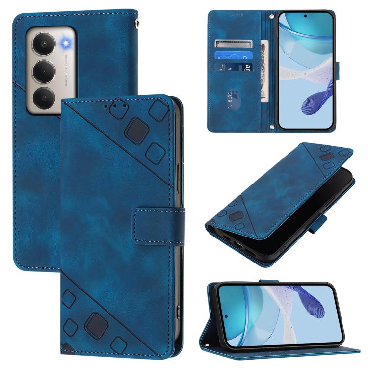 

For Redmi 15 5G Global / 15 4G SEA Skin-feel Embossed Leather Phone Case(Blue)
