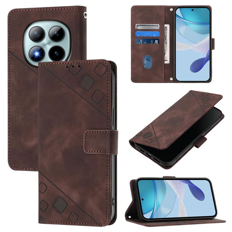 

For Redmi Note 15 Pro+ 5G Global 163.3mm Skin-feel Embossed Leather Phone Case(Brown)