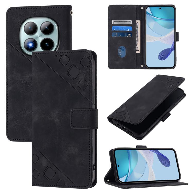 

For Redmi Note 15 Pro+ 5G Global 163.3mm Skin-feel Embossed Leather Phone Case(Black)