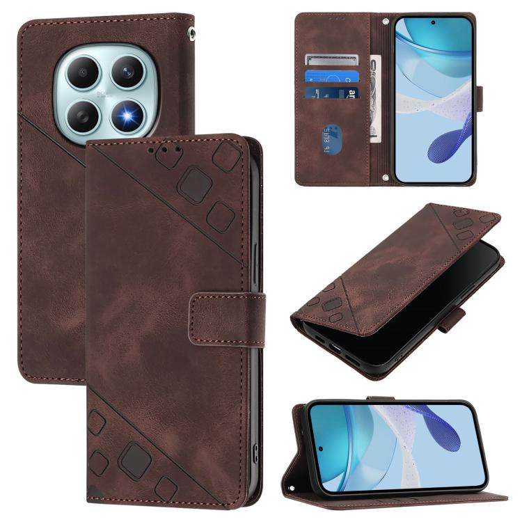 

For Redmi Note 15 4G / 5G Global 164mm Skin-feel Embossed Leather Phone Case(Brown)