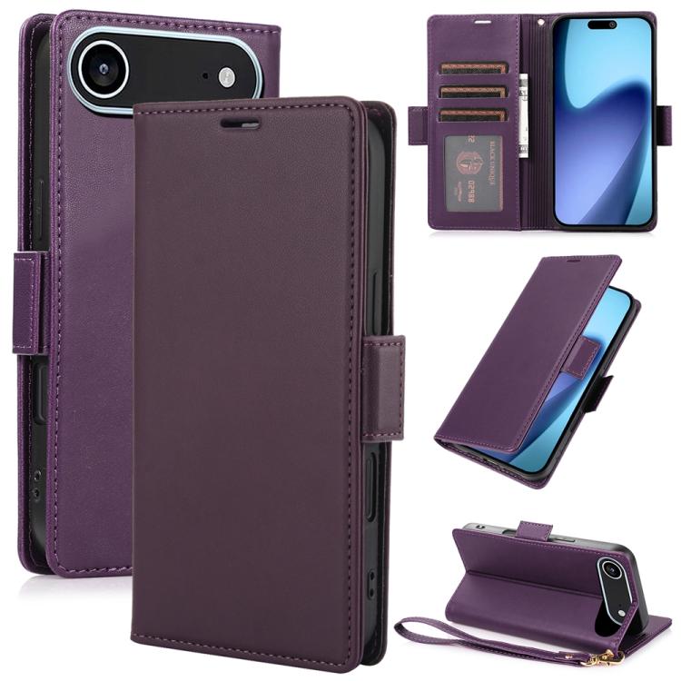 

For iPhone Air Side Buckle RFID Anti-theft Leather Phone Case(Dark Purple)