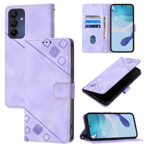 

For Samsung Galaxy A16 5G Skin-feel Embossed Leather Phone Case(Light Purple)