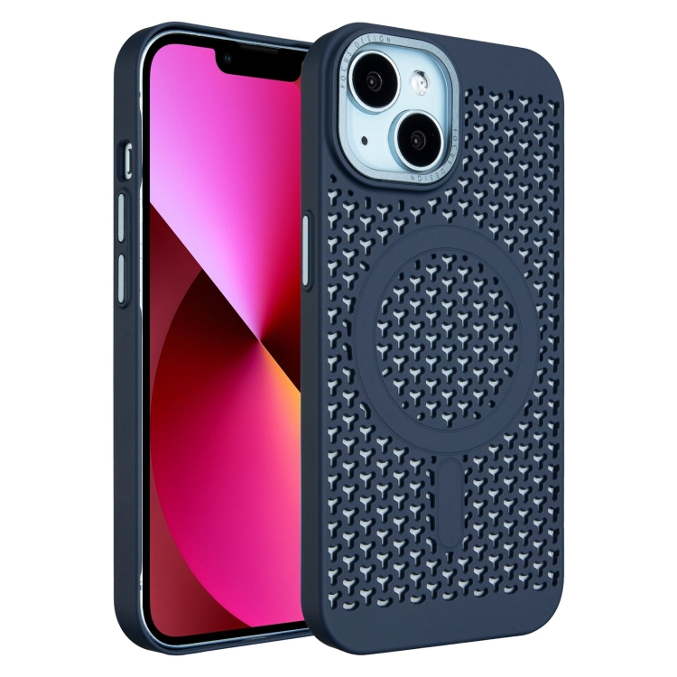 

For iPhone 13 Ice Feeling Cooling MagSafe Magnetic Phone Case(Navy Blue)