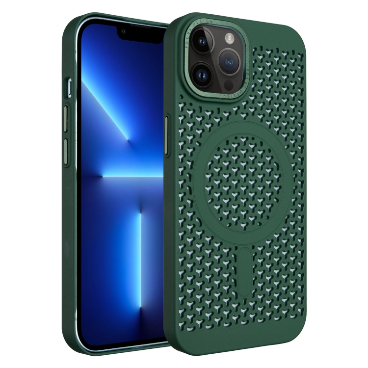 

For iPhone 13 Pro Ice Feeling Cooling MagSafe Magnetic Phone Case(Dark Green)