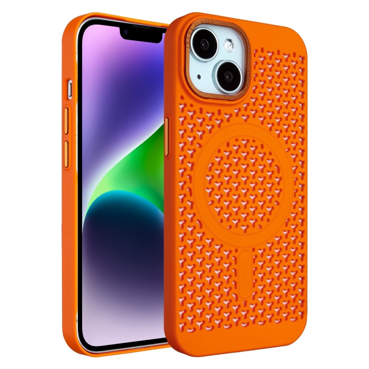 

For iPhone 14 Ice Feeling Cooling MagSafe Magnetic Phone Case(Orange)