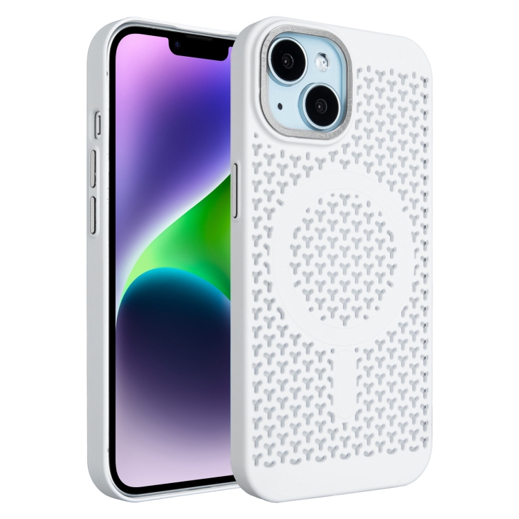 

For iPhone 14 Plus Ice Feeling Cooling MagSafe Magnetic Phone Case(White)