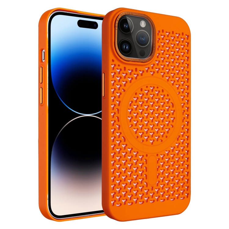 

For iPhone 14 Pro Max Ice Feeling Cooling MagSafe Magnetic Phone Case(Orange)