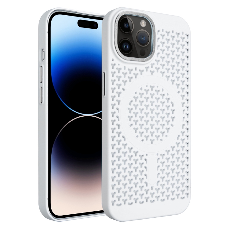 

For iPhone 14 Pro Max Ice Feeling Cooling MagSafe Magnetic Phone Case(White)