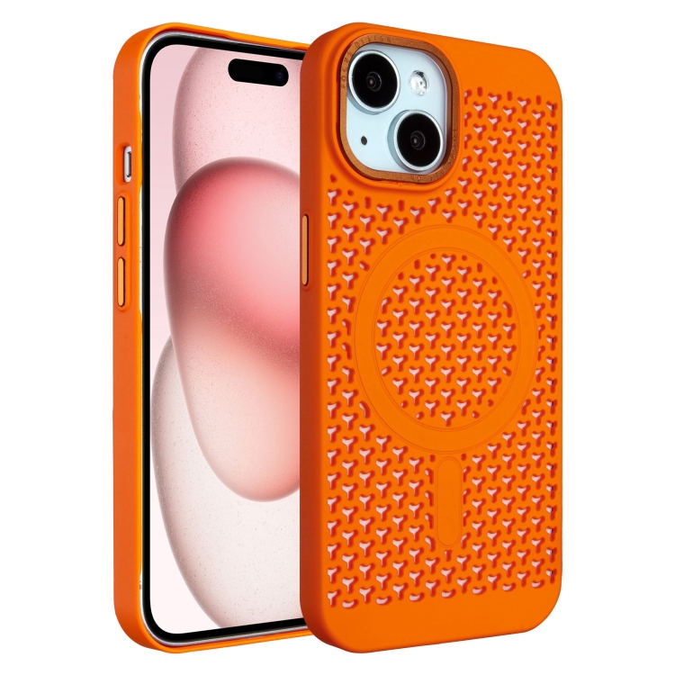 

For iPhone 15 Ice Feeling Cooling MagSafe Magnetic Phone Case(Orange)