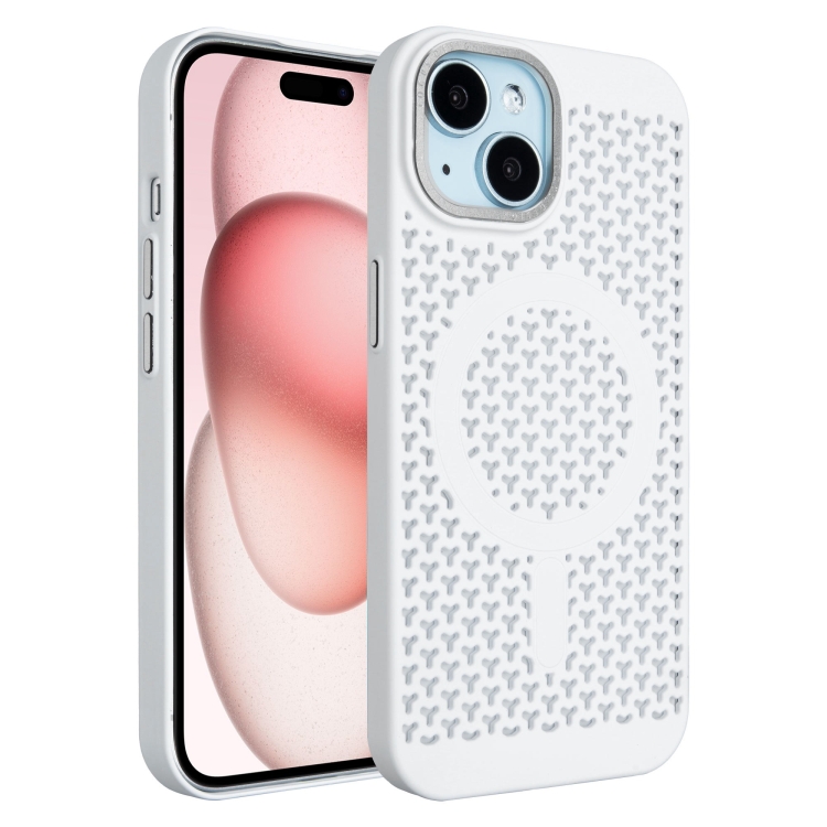 

For iPhone 15 Ice Feeling Cooling MagSafe Magnetic Phone Case(White)