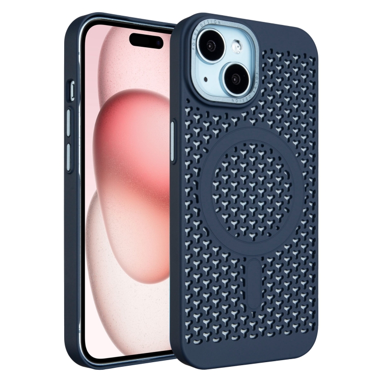 

For iPhone 15 Plus Ice Feeling Cooling MagSafe Magnetic Phone Case(Navy Blue)