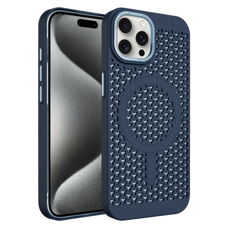 

For iPhone 15 Pro Ice Feeling Cooling MagSafe Magnetic Phone Case(Navy Blue)
