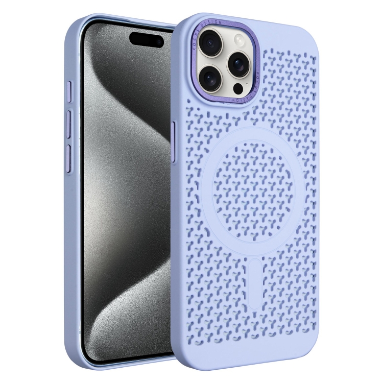 

For iPhone 15 Pro Ice Feeling Cooling MagSafe Magnetic Phone Case(Light Purple)