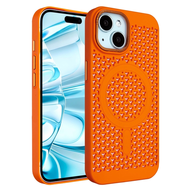 

For iPhone 16 Ice Feeling Cooling MagSafe Magnetic Phone Case(Orange)