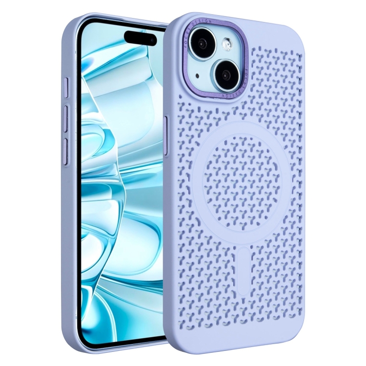 

For iPhone 16 Ice Feeling Cooling MagSafe Magnetic Phone Case(Light Purple)