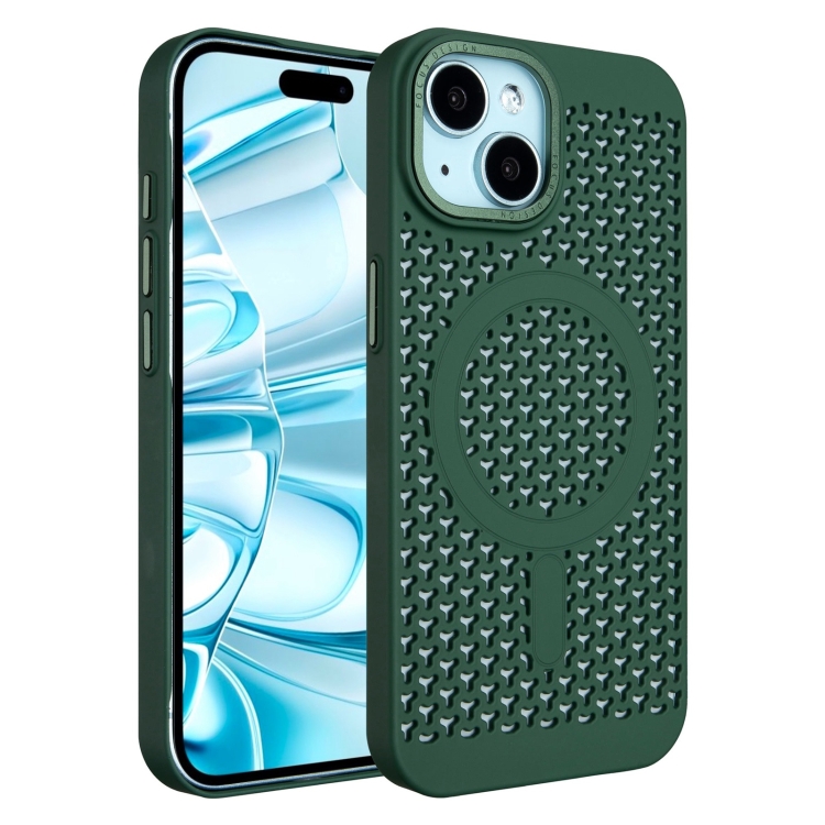 

For iPhone 16 Plus Ice Feeling Cooling MagSafe Magnetic Phone Case(Dark Green)